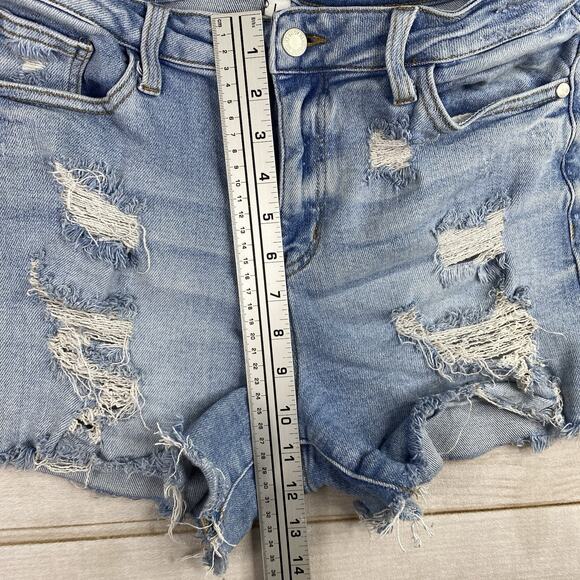 Lot Of 3 Judy Blue Denim Shorts Sz L Distressed Stretch Denim Cuffed Fringe - Picture 13 of 16